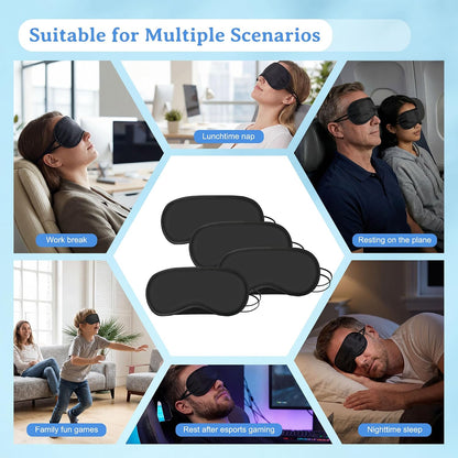 Bulk Sleep Masks, Black Eye Masks in Bulk, Featuring Elastic Straps and A Nose Bridge Design, Individually Packaged, Ideal for Travel Sleep and Quick Naps (12-Pack)