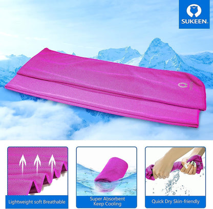 Sukeen Cooling Towels 6 Pack (40"x12"), Cooling Neck Wraps, Ice Towels, Microfiber Breathable Cooling Towel for Hot Weather, Sweat Towel for Gym, Sport, Running, Golf, Workout, Camping, Fitness
