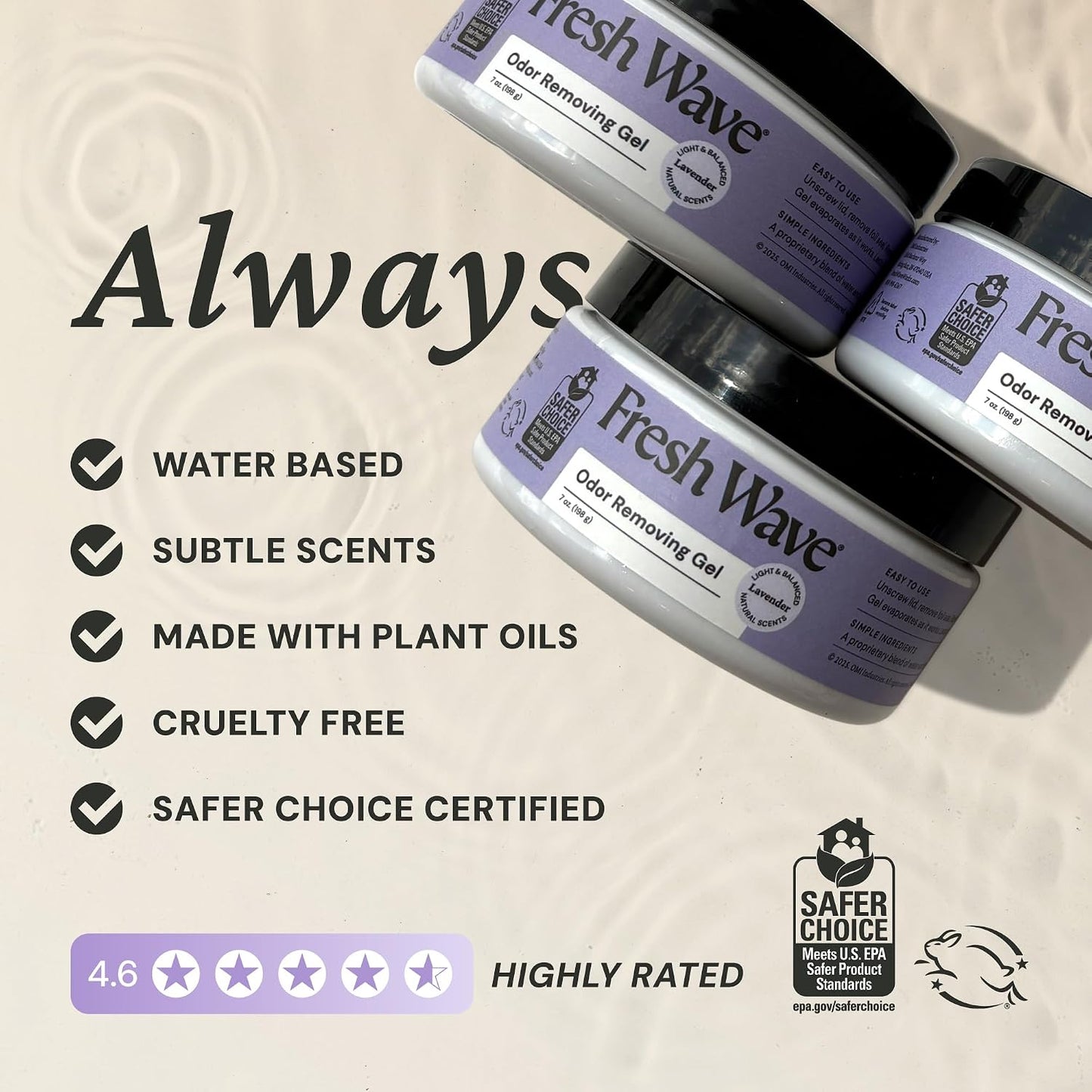 Fresh Wave Original Odor Eliminator Gel 3-Pk 7 oz - Air Freshener for Home | Plant-based essential oils. Lasts 15-30 days per jar. No plug-in needed. Pet-safe, closet and bathroom deoderizer.