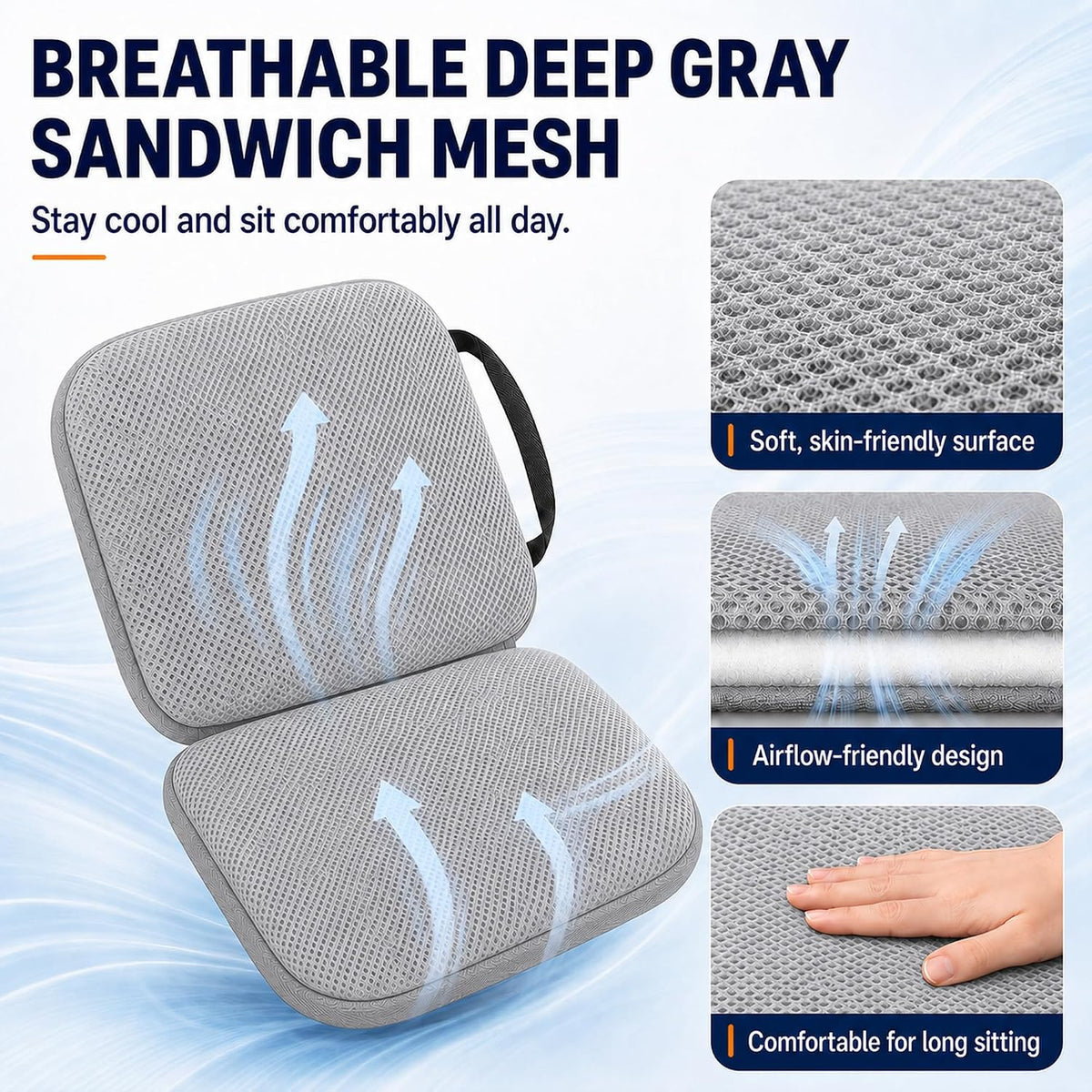 Sojoy iGelComfort 3 in 1 Foldable Gel Seat Cushion Featured with Memory Foam (A Must-Have Travel Cushion! Smart, Easy Travel Cushion) (Size: 18.5“ x 15" x 2")