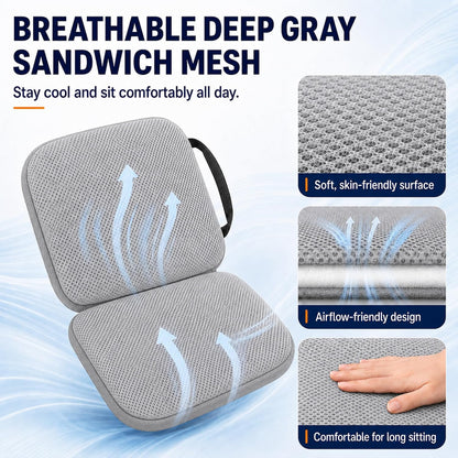 Sojoy iGelComfort 3 in 1 Foldable Gel Seat Cushion Featured with Memory Foam (A Must-Have Travel Cushion! Smart, Easy Travel Cushion) (Size: 18.5“ x 15" x 2")