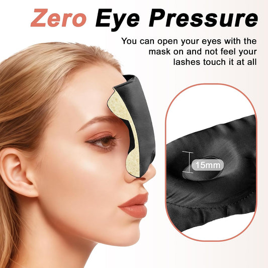 VOCOSTE 3D Pure Silk Sleep Mask with Travel Pouch, Black