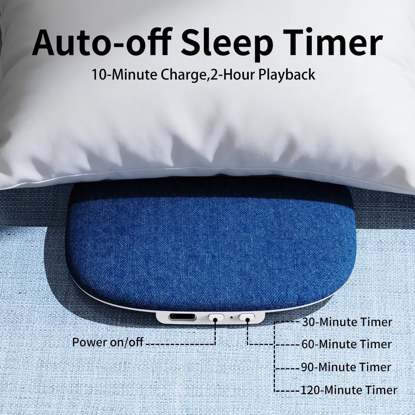 Pillow Speaker for Sleeping,Bluetooth Under Pillow Speaker for Support White Noise Sleep Timer, Speaker with Stereo Bass Perfect for Side Sleepers,Adult Kids-Blue