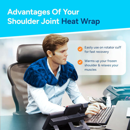 SunnyBay Weighted Shoulder Wrap, Microwavable Heating Pad, Navy Blue