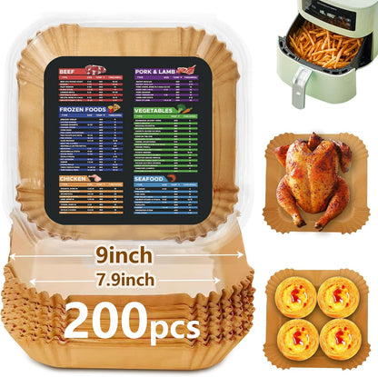 200PCS Air Fryer Liners for Ninja: Higher Non-Stick Disposable Parchment Paper Liner for Ninja DZ201/DZ401 Dual Airfryer Baking - Food Grade Ninja Air fryer Accessories (Rectangle - 8.6 x 5.5 inch)