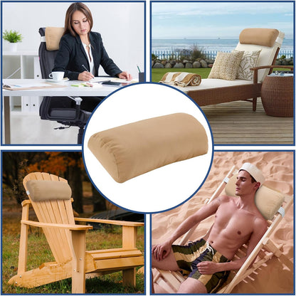 Headrest Pillow for Patio Chaise Lounge, 2 Packs Head Pillow with Elastic Band for Zero Gravity Lounge Chair, Head Neck Rest Pillow Lumbar Pillow, Beige