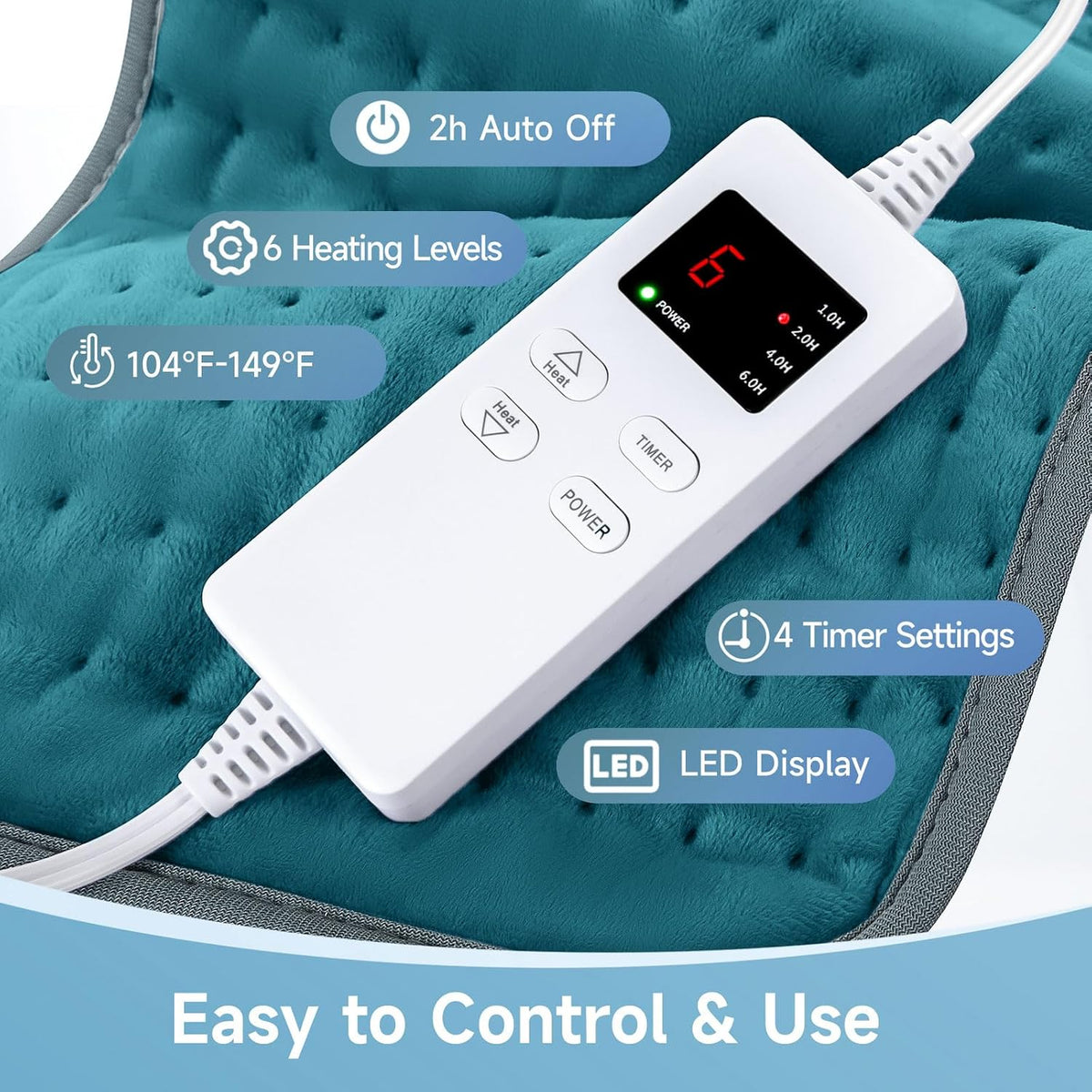 NBKLS Heating Pads for Back Neck Shoulder Pain, Electric Heating Pad Auto Shut Off, Fast Heat, Large Heating Pad Christmas Gift for Women Men, Birthday Gifts for Mom Dad (Blue)