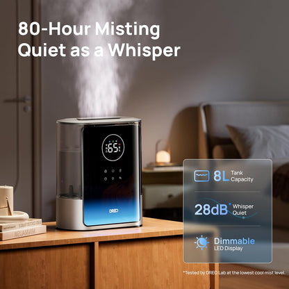 DREO 8L Smart Humidifier Large Room, 80H Runtime, Warm & Cool Mist, HM717S