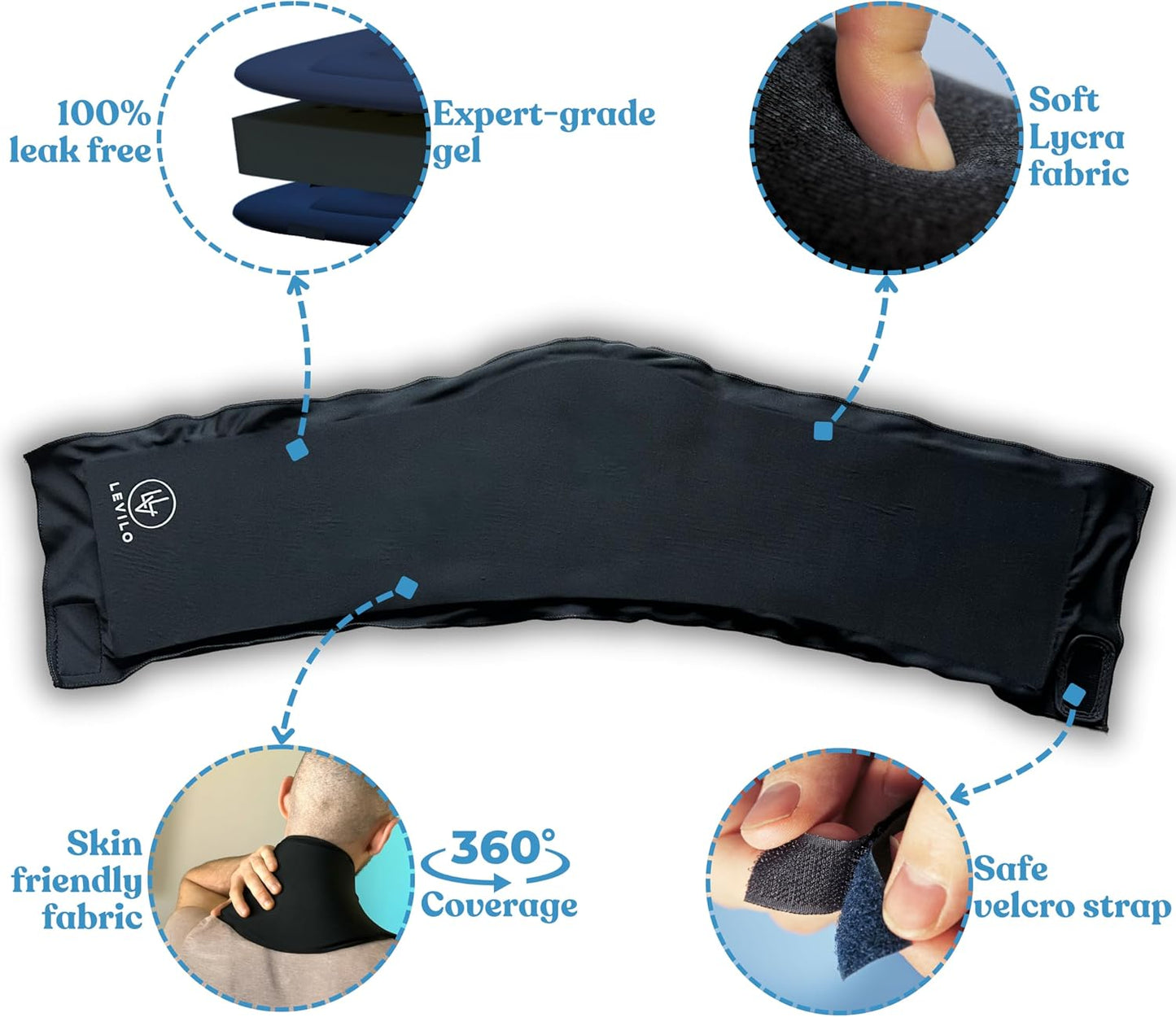 LEVILO Ice Pack for Neck and Shoulders, Neck Ice Pack for Hot & Cold Therapy, Inflammation, Cold Compress, Injuries, Swelling, Cervical Surgery Recovery, Sprains, Work Stress, Reusable