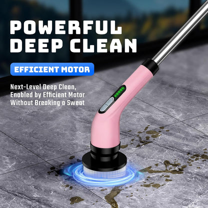 Electric Spin Scrubber for Bathroom: Shower Cleaner Brush with Long Handle (White1)