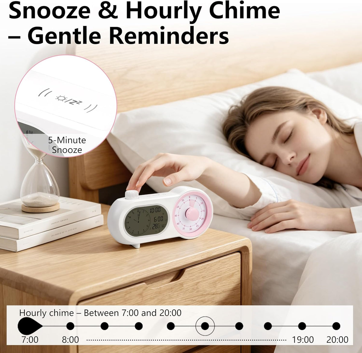 Lumuasky Digital Alarm Clock Visual Timer Silent Night Light with 60-Minute Countdown & 199-Day Count-Up, 3 Alarms, Snooze, Temperature Date Management Clock for Classroom, Home, Study (Blue)