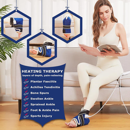 CAMECO 2-in-1 Cordless Foot Heating Pad & Massagers for Feet Neuropathy Pain Relief, 5000mAh 104℉-140℉ Heated Foot Warmers for Women Men, Rechargeable Vibration Heating Booties for Ankle Under Desk