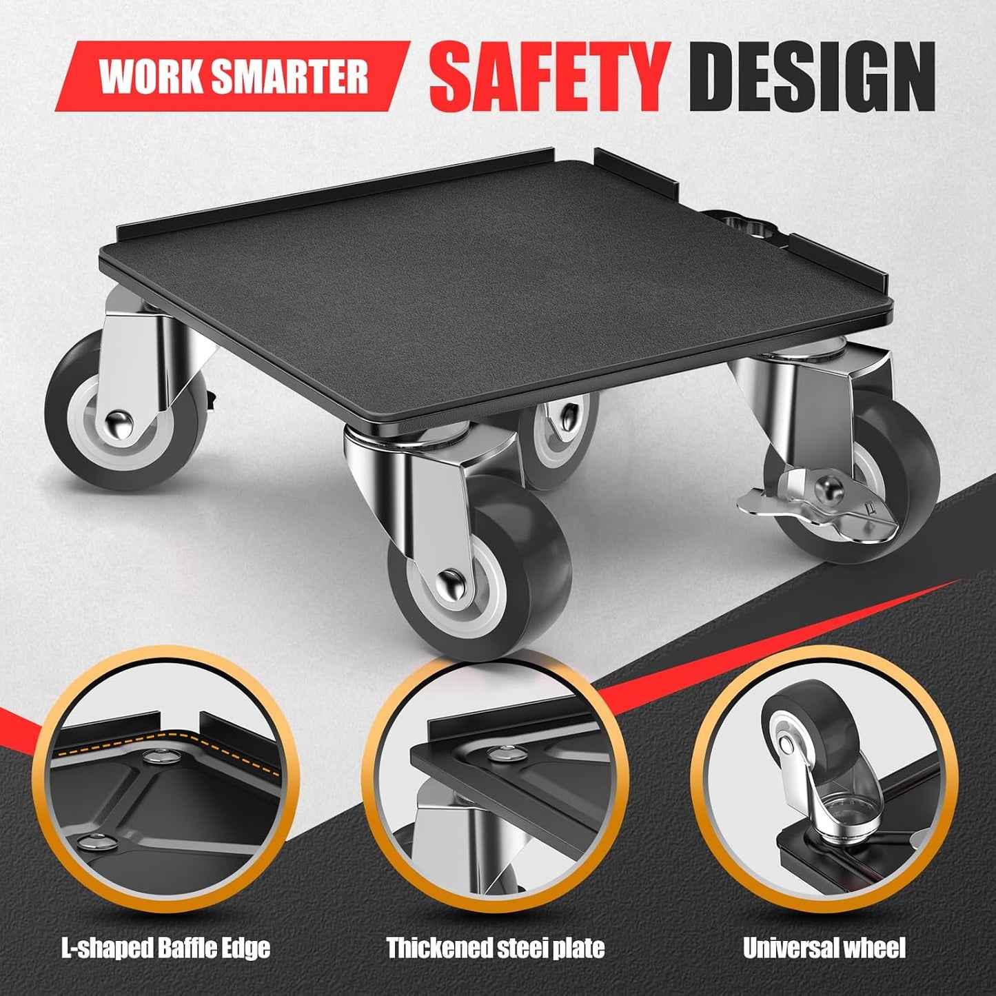 Kavlium Heavy Duty Furniture Dolly,5-Wheel Furniture Movers,5.3 Inch | Carbon Steel Dolly with Lifter Tool and 360° Casters for Moving Sofas,Refrigerators,Cabinets and Other Heavy Furniture.