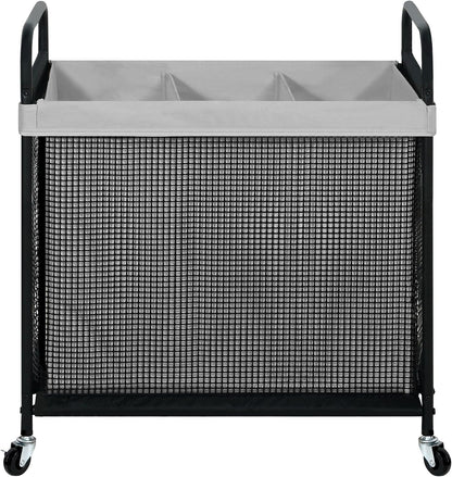 STO STO Laundry Hamper 2 Section, 100L Rolling Laundry Sorter Cart with Removable and Washable Liner Bag, Clothes Hamper with Wheels and Metal Handle for Laundry Room and Bedroom