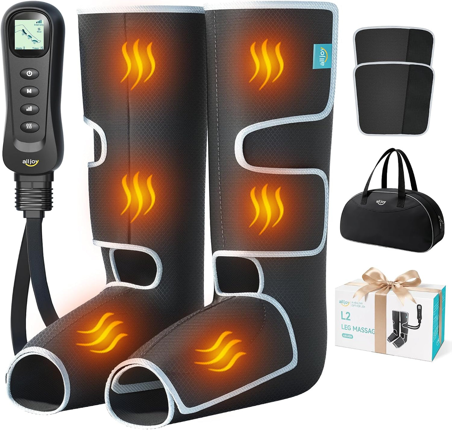 ALLJOY Leg Massager for Circulation and Pain Relief FSA,Gifts for Men Women | Leg Massager with Heat and Compression Helpful for Vericose Veins, Fatigue, Cramps, Swelling, Edema