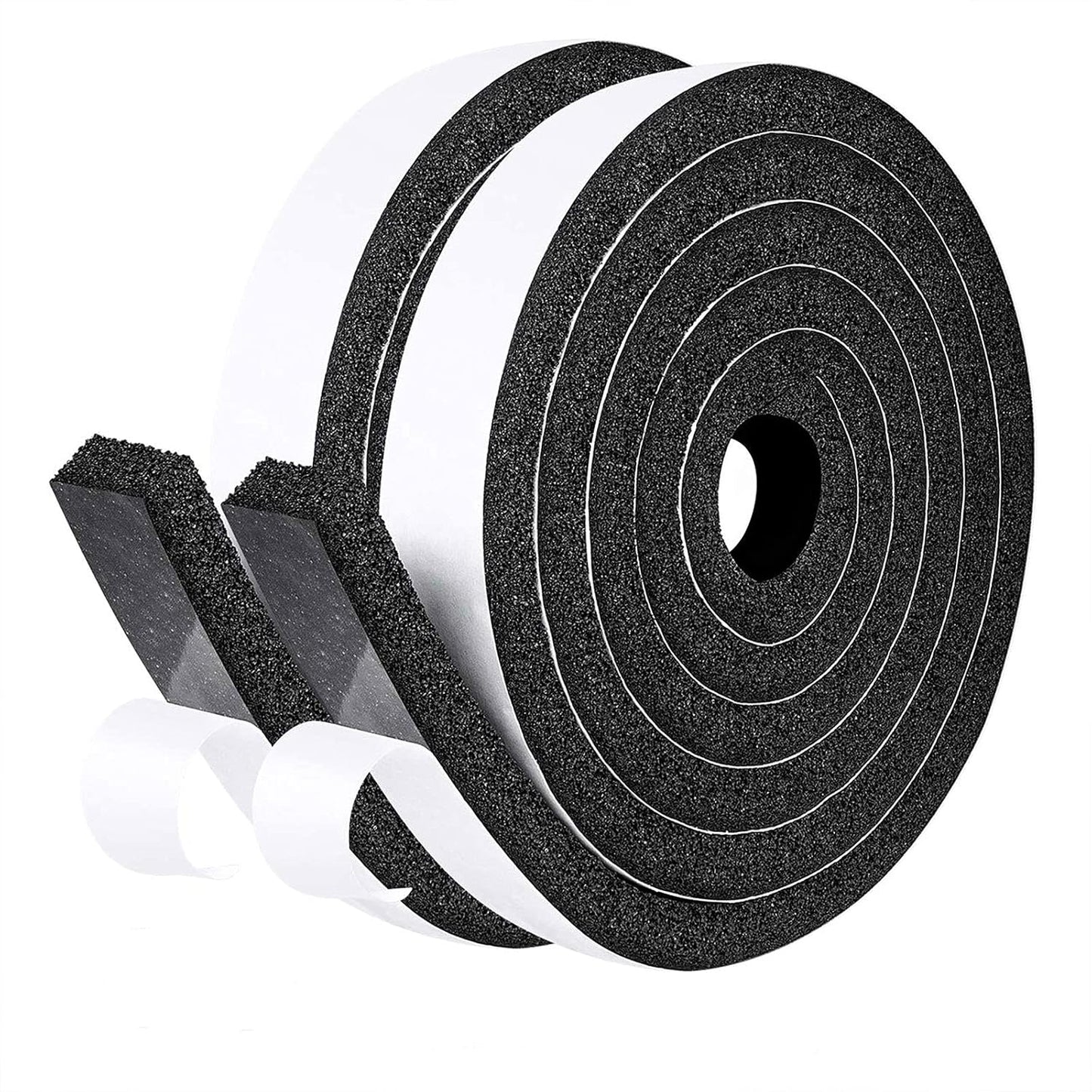 fowong AC Window Seal Foam Tape, 1" x 1" Thick Foam Weather Strip, Black | High Resilience Foam Tape Seals Large Gaps Around Ac Windows and Doors, 6.5ft x 2 Rolls, Strong Adhesive, Install in Minutes
