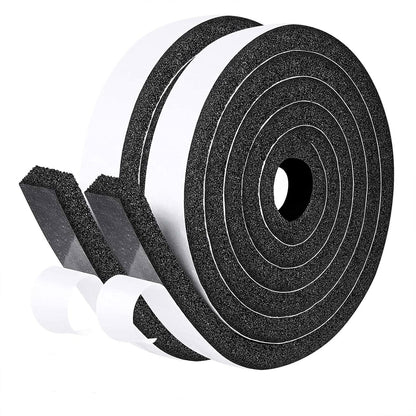 fowong AC Window Seal Foam Tape, 1" x 1" Thick Foam Weather Strip, Black | High Resilience Foam Tape Seals Large Gaps Around Ac Windows and Doors, 6.5ft x 2 Rolls, Strong Adhesive, Install in Minutes