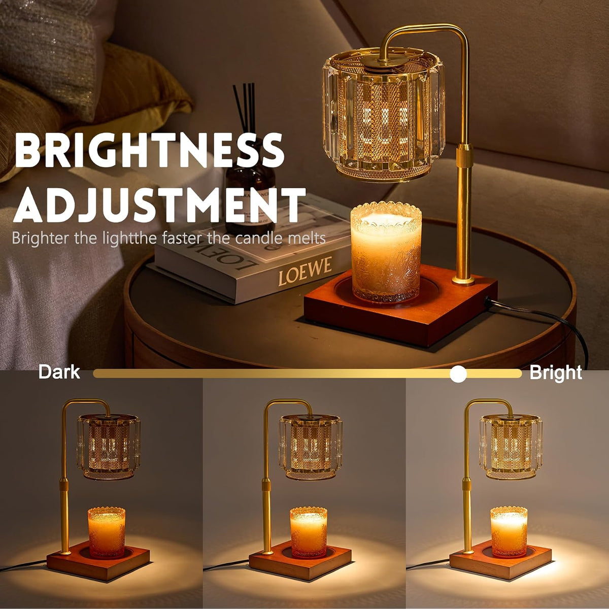 IN HAPPY Purple Candle Warmer Lamp with Timer & Dimmer, Gifts for Women, Housewarming Gifts for New Home, Adjustable Height Candle Warmer Lamp with 2 Bulbs for Jar Candles, Bedroom Home Decor