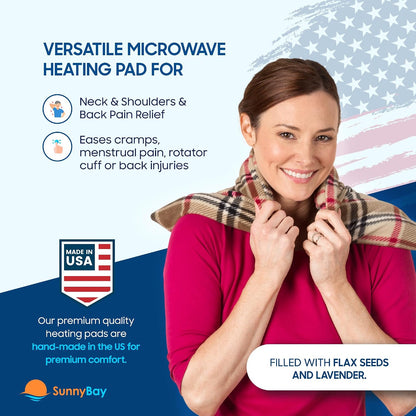 SunnyBay Extra Large Microwave Heating Pad, Microwavable Heavy Weighted Full Body Moist Hot Pack and Washable Fleece Cover, 10x24 Inches, 2.8 lbs, Navy Blue