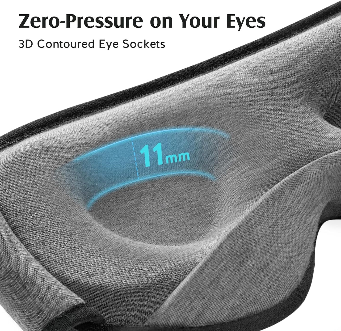 YFONG Sleep Mask for Side Sleepers Women Men, Soft & Breathable Bamboo Viscose Eye Mask for Sleeping, 100% Blackout 3D Eye Cover, Wider Adjustable Hook & Loop Straps for Ultra Comfort, Light Gray