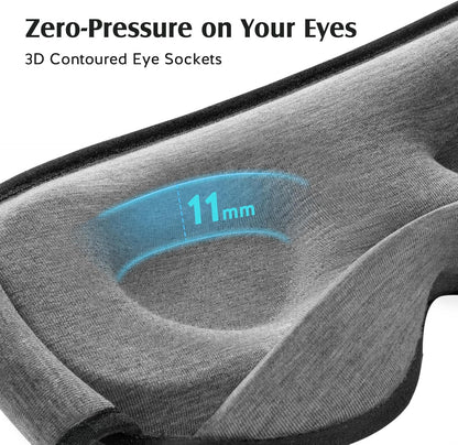 YFONG Sleep Mask for Side Sleepers Women Men, Soft & Breathable Bamboo Viscose Eye Mask for Sleeping, 100% Blackout 3D Eye Cover, Wider Adjustable Hook & Loop Straps for Ultra Comfort, Light Gray