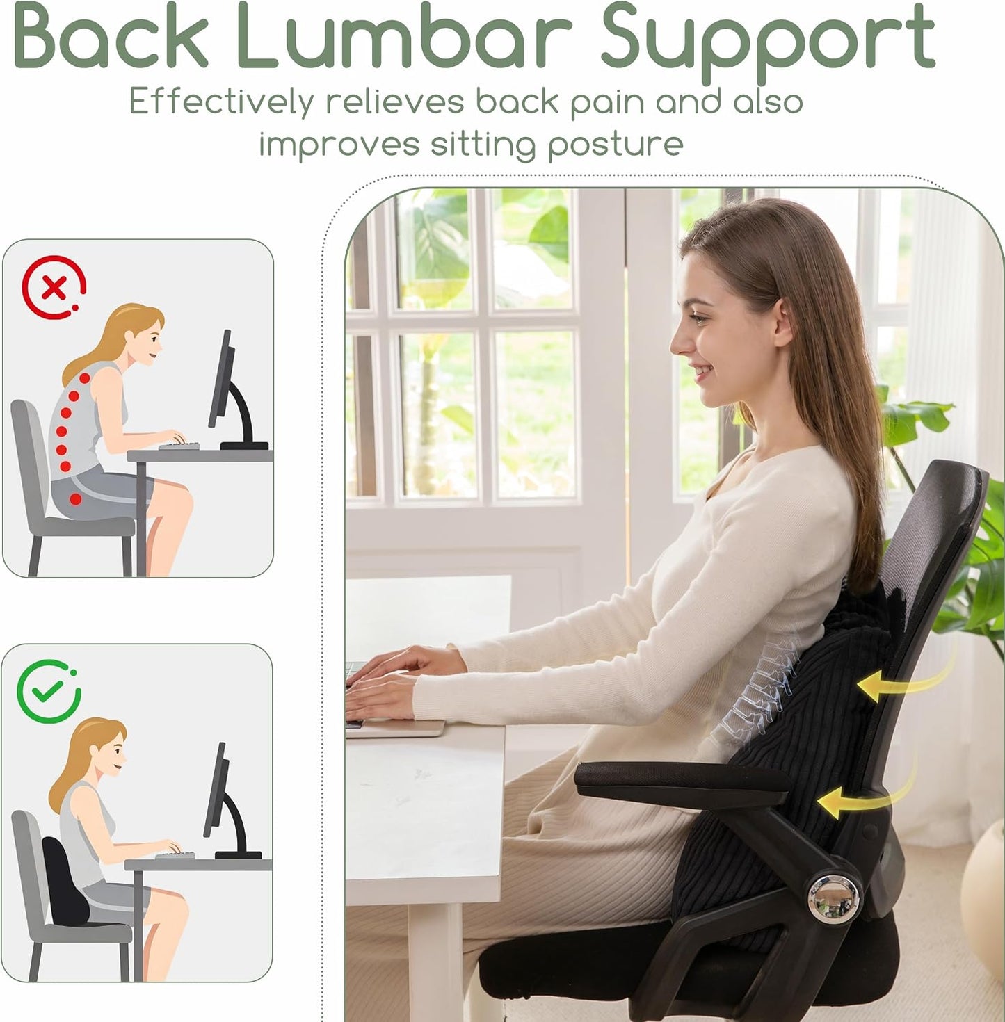 Lumbar Support Pillow for Recliner Chair/Accent Chair/Couch/Office Chair, Tufted Corduroy Back Support Cushion for Elderly, M-Shaped Recliner Cushions for Back Rest, Pain Relief, Reading, Dark Grey