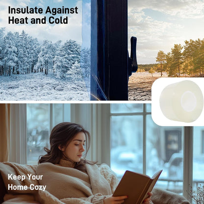 Window Weather Sealing Tape, No Residual Insulation Tape - Weather Stripping Draft Seal Tape for Doors, AC (White 2IN*66FT)