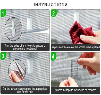 ACEBON Window Screen Repair Kit - 2"x80' Tape for Tears & Holes, Strong Adhesive Black Fiberglass Mesh