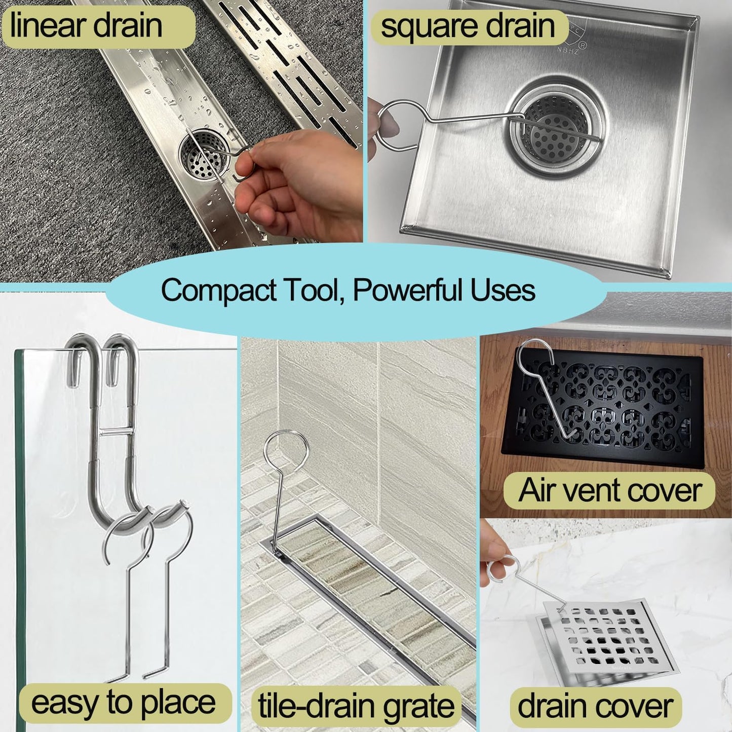 Neodrain Shower Drain Hair Catcher, 2-Pack,Only Fit Neodrain Shower Drain | 304 Stainless Steel Hair & Debris Strainer with Lifting Hook,Filter Basket for Bath Drains,Reusable Trap for Clog-Free Drains