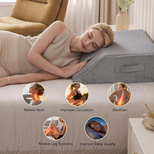 Leg Pillow Elevation Blood Circulation, 23.2×16.5×7.5in, White | Leg Elevating Pillows for After Surgery, Foot Knee Pillow for Back Pain, Memory Foam Wedge for Elevation for Leg Swelling