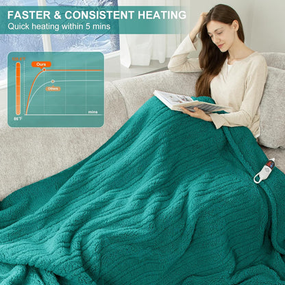 Heated Throw Blanket 50"X60", Soft Sherpa, 4 hrs Auto Shut Off