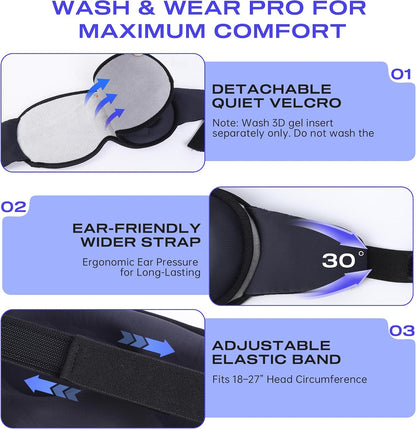 Sleep Mask Headphones Bluetooth 5.4 with 3D Removable Hot & Cold Compress, TOPOINT Weighted Eye Mask Blackout Soft Cooling Breathable for Women Men Sleep Relax Eyes Migraine Office Travel, Purple