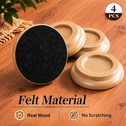 Caster Cups,Piano Caster Cups Furniture Coasters for Hardwood Floors Wood Floor Protectors for Furniture Piano Floor Protectors (Natural)