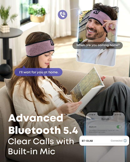 Sleep Headphones Bluetooth 5.4 Headband, Wireless Sleep Headphones with Ultra-Thin HD Stereo Speakers for Side Sleepers, Sweatproof Sports Headband for Workout Yoga Running Cool Gadget Unique Gifts