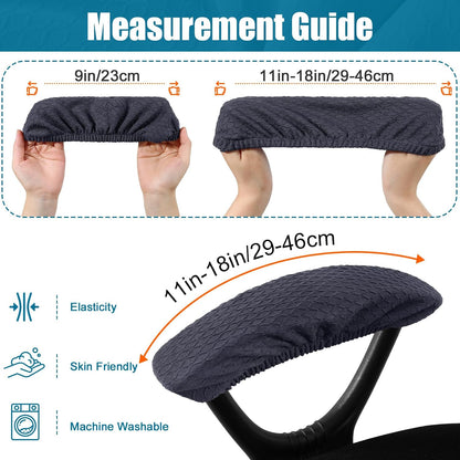 Smiry Office Computer Chair Armrest Covers, 2PCs Anti-dust Arm Rest Pad | Removable Washable Desk Chair Arm Pad Covers, Grey