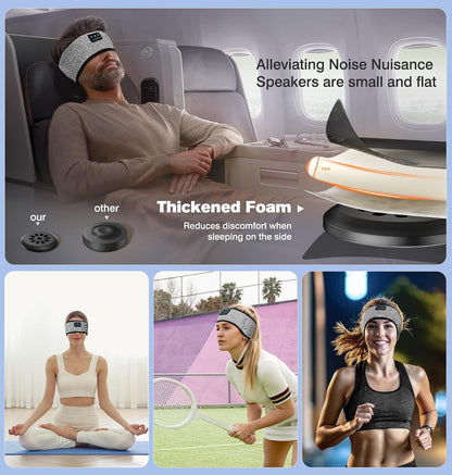 LC-dolida Sleep Headphones Bluetooth 5.4, Headband Headphones Earphones Wireless, Sleep Mask for Gifts,Workout,Jogging,Yoga(Purple)