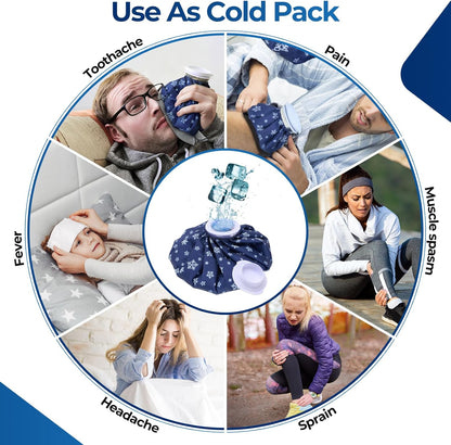 Ice Bags for Injuries Reusable: Ohuhu 3 Packs Ice Cold Packs with 2 Wrap Ice Bag Hot Water Hot & Cold Therapy Pain Relief for Knee Leg Injury No-Leak Waterproof Ice Bags 3 Sizes 6"/9"/11", Light Blue