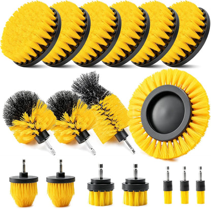 18 Pack Drill Brush Attachment Set, Power Cleaning Scrub Brushes for Drill, Extend Long Attachment, All Purpose for Car Detailing, Bathroom, Carpet, Tile Grout, Sinks, Corners