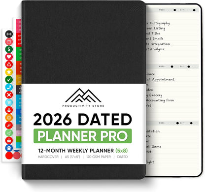 Dated, 2026 Planner, 5.8” x 8.3” - The #1 Productivity Planner to Achieve Your 2026 Goals - Planner 2026-2027 by PRODUCTIVITY STORE (A5, GREY)