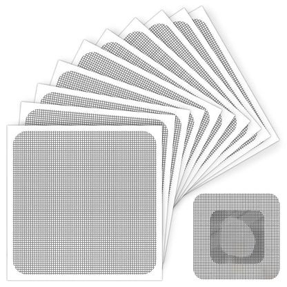 Matenf Window Screen Repair Patches, 4" x 4", 10 PCS, Black | 3-Layer Sticky Mesh Patches, Invisible Budget-Friendly, Tool-Free Waterproof Fix for Screen Tears, Holes and Pet Scratches