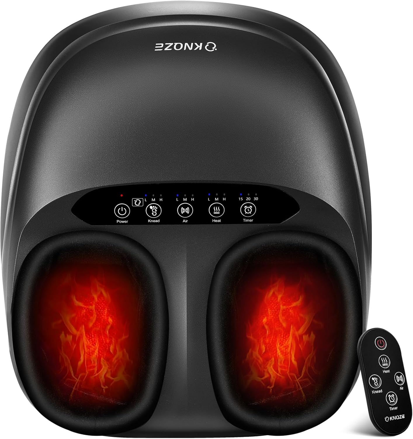 KNQZE Shiatsu Foot Massager with Heat for Plantar Fasciitis, FSA Eligible | Deep Kneading Shiatsu Massage, Multiple Heat & Compression Levels, Remote Control, Fits Men's Size 13, Gift for Women Men Mom