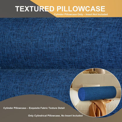 Tinbolunce Neck Roll Pillowcases with Zipper - Full Moon Bolster/Round Cylinder Pillow Case Cover for Bedroom, Living Room, Sofa - Solid Color Cervical Throw Pillow Covers