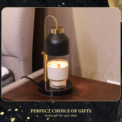 AIKUT Candle Warmer Lamp, with 2 Bulbs,Timer & Dimmer,Compatible with Large Yankee Candle Jars,3 Wick Candles,Height Adjustable Electric Top Melter,110-120v, (Black Marble)