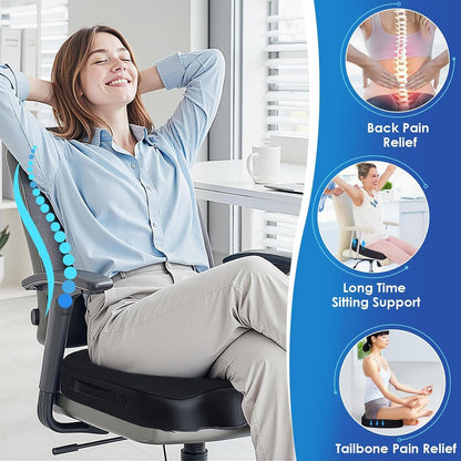 TushGuard Seat Cushion for Office Chair, Car, Memory Foam, Black Large | For Back, Coccyx, Sciatica, Tailbone Pain, Ergonomic Design, Non-Slip, Desk Wheelchair Use, Supportive Butt Pillow, For Man