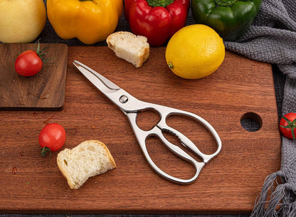 Multipurpose Kitchen Shears by WELLSTAR, Come Apart Heavy Duty German Stainless Steel Food Scissors for Cutting Meat Poultry Chicken Vegetable, Plus Handy Onion Slicing Holder, Gift Box Pack