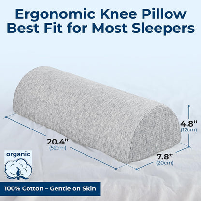 5 STARS UNITED Knee Pillow for Back Sleeping – Half Moon Bolster Pillow for Legs, Under Knee Pillow for Sleeping on Back, Memory Foam Leg Pillow for Back Pain, White