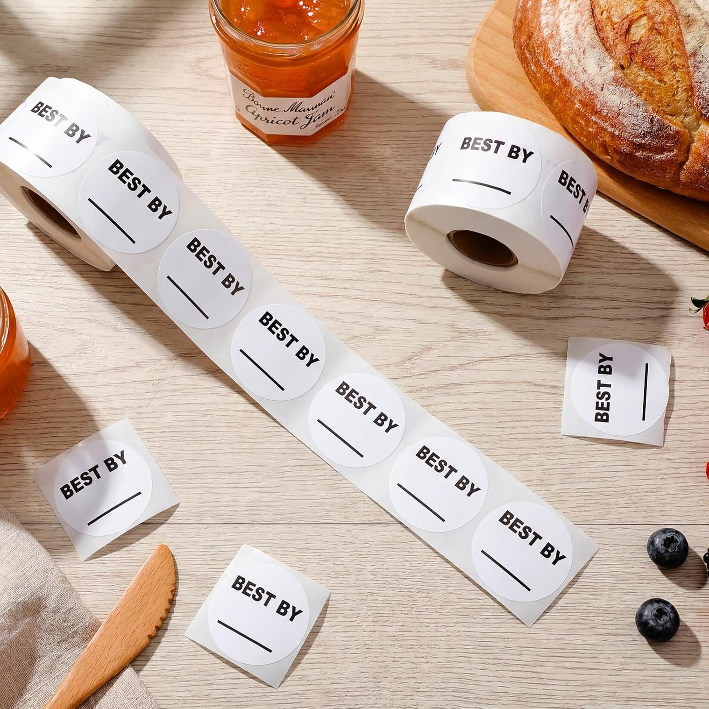 1000 Pcs Expiration Date Stickers - 1.5 Inch Small Food Labels for Marking Organizing Inventory, Food Container or Storage