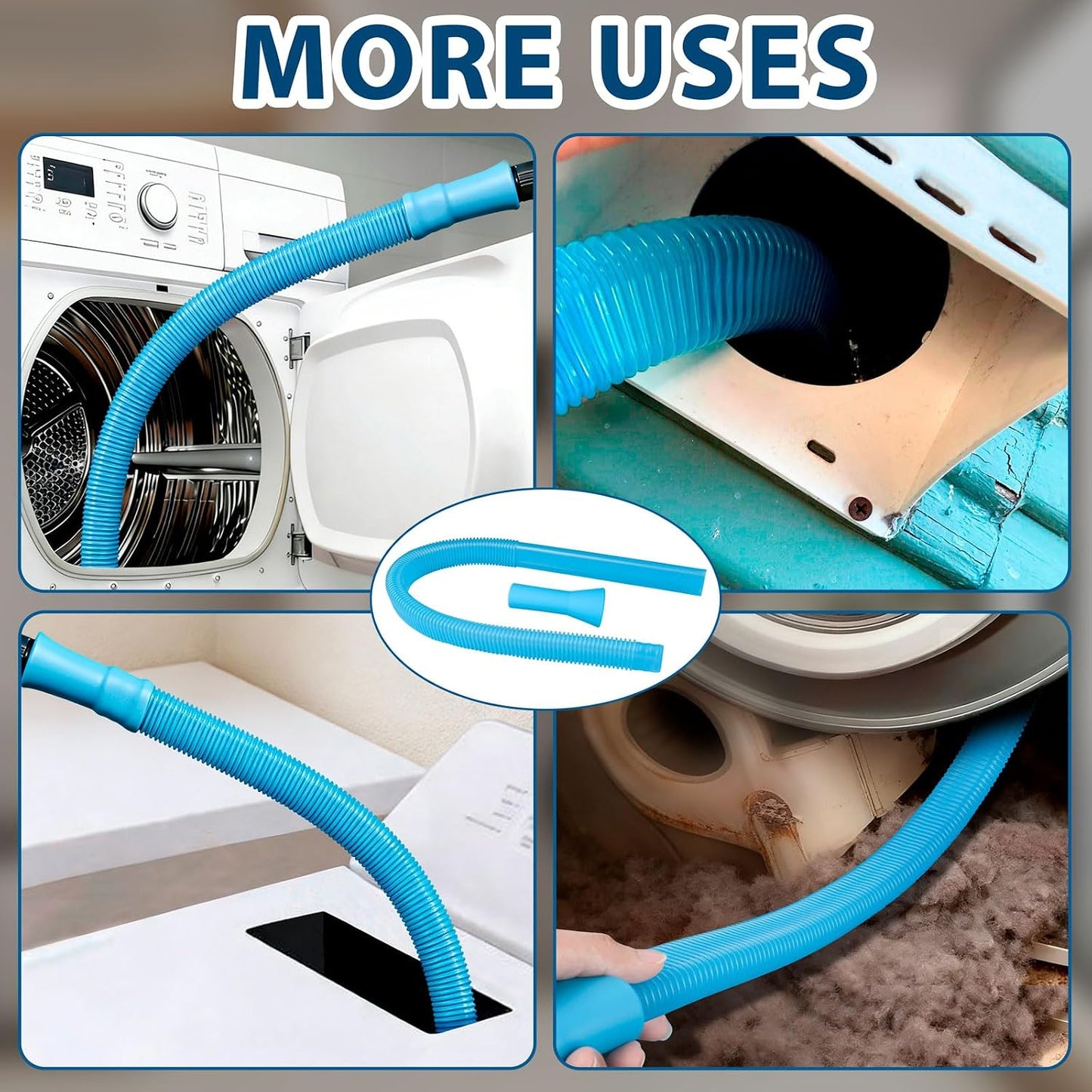 Universal Dryer Vent Cleaning Kit with Vacuum Hose Attachments - Lint Remover Lint Removal Tool Set for Clothes Dryer, Shop Vac Accessories, Lint Trap Cleaner & Home Maintenance Tools