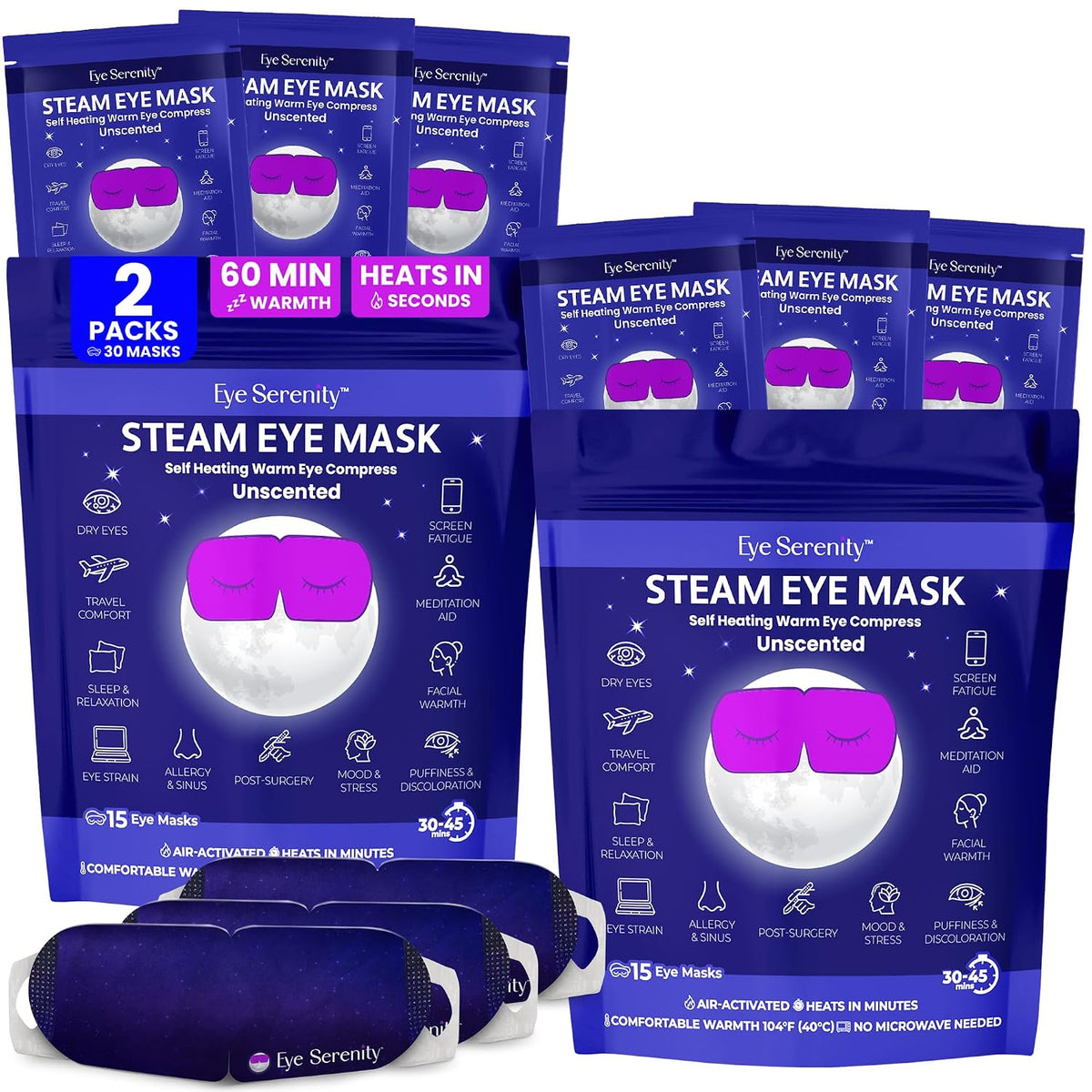Eye Serenity Steam Eye Mask, Heated Eye Mask Fast Relief for Stye Unscented