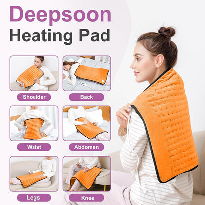 Heating Pad,Heated Blanket,Heating Pad for Back Neck,Grey,24x12 Inch | Electric Heating Pad,Dry/Moist Heat Heating Pads,Heating Pads for Shoulder,Abdomen,Heat Pad for Women Men,Birthday Gift